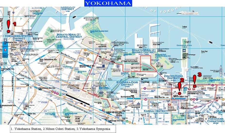 Yokohama pešej mapu